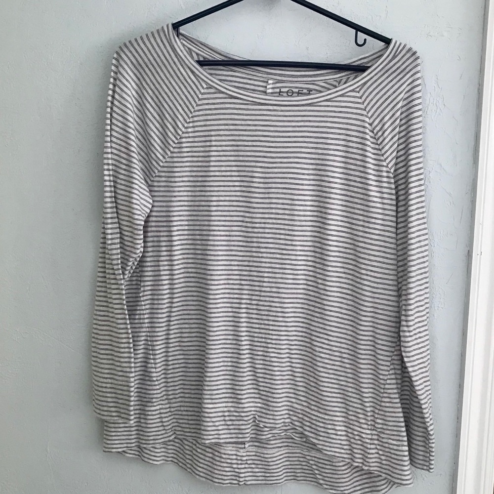 Navy and cream striped top